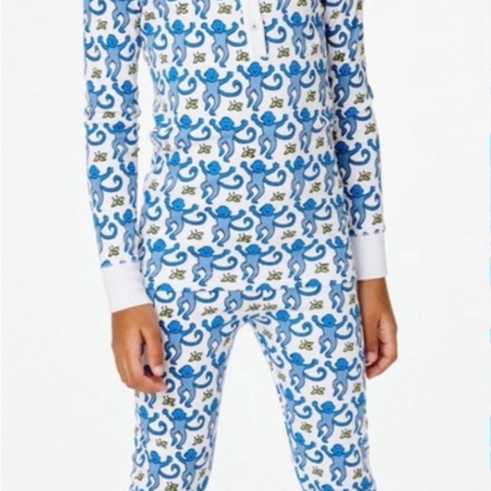 Blue Monkey Print Roller Rabbit Pajama Set